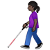 👩🏿‍🦯 woman with white cane: dark skin tone display on Samsung